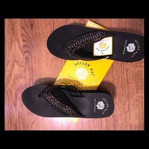 Yellow Box Bling Wedge Flip Flops NEW